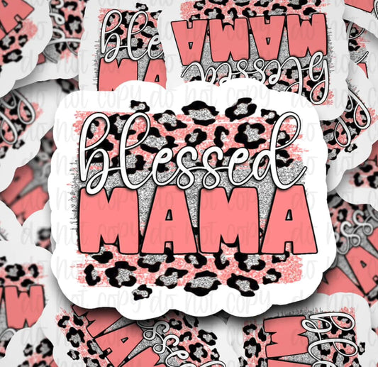blessed mama leopard sticker