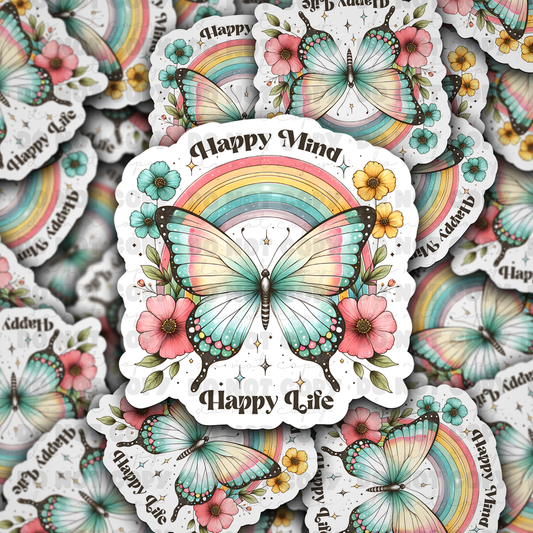 Happy mind happy life sticker