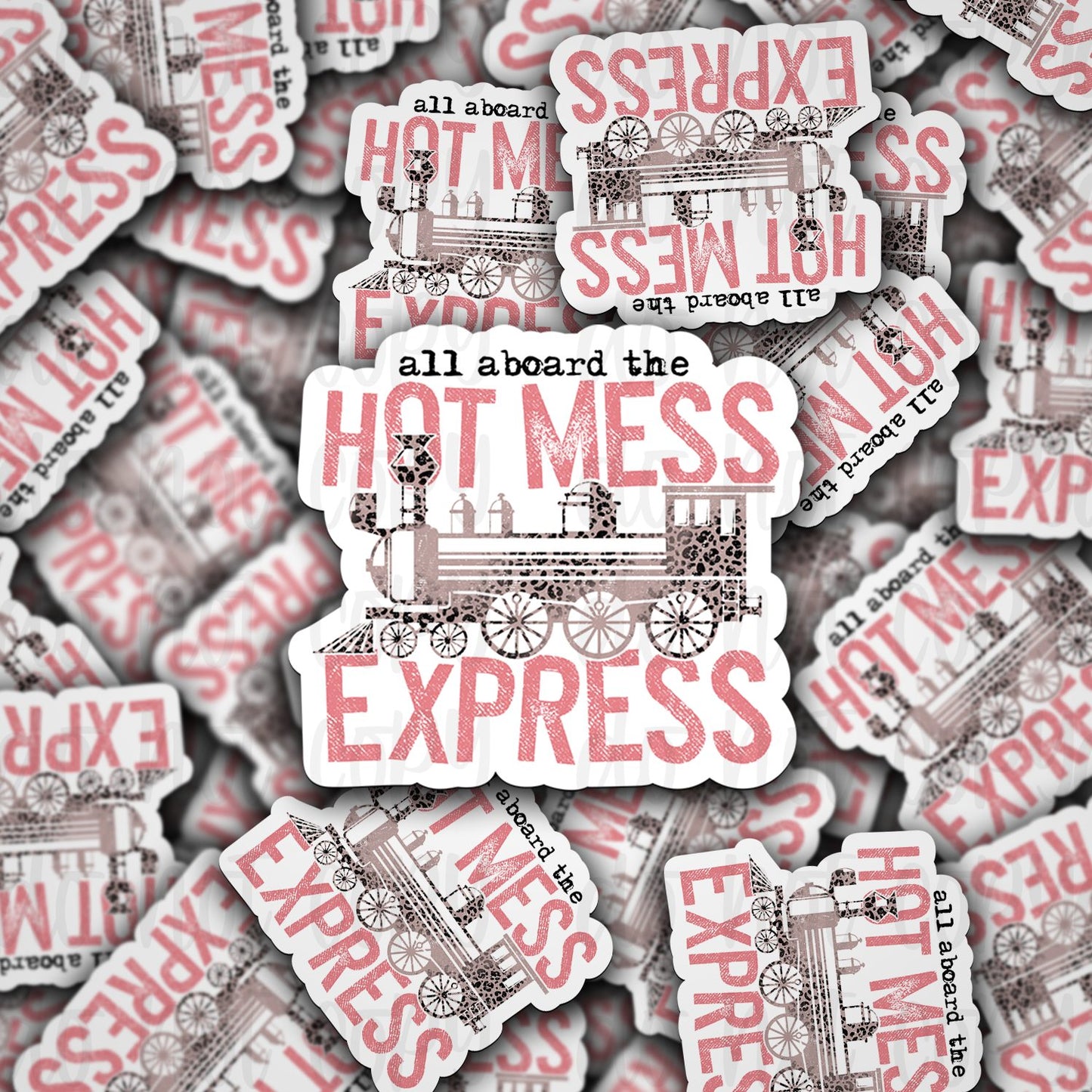 all abord the hot mess express sticker
